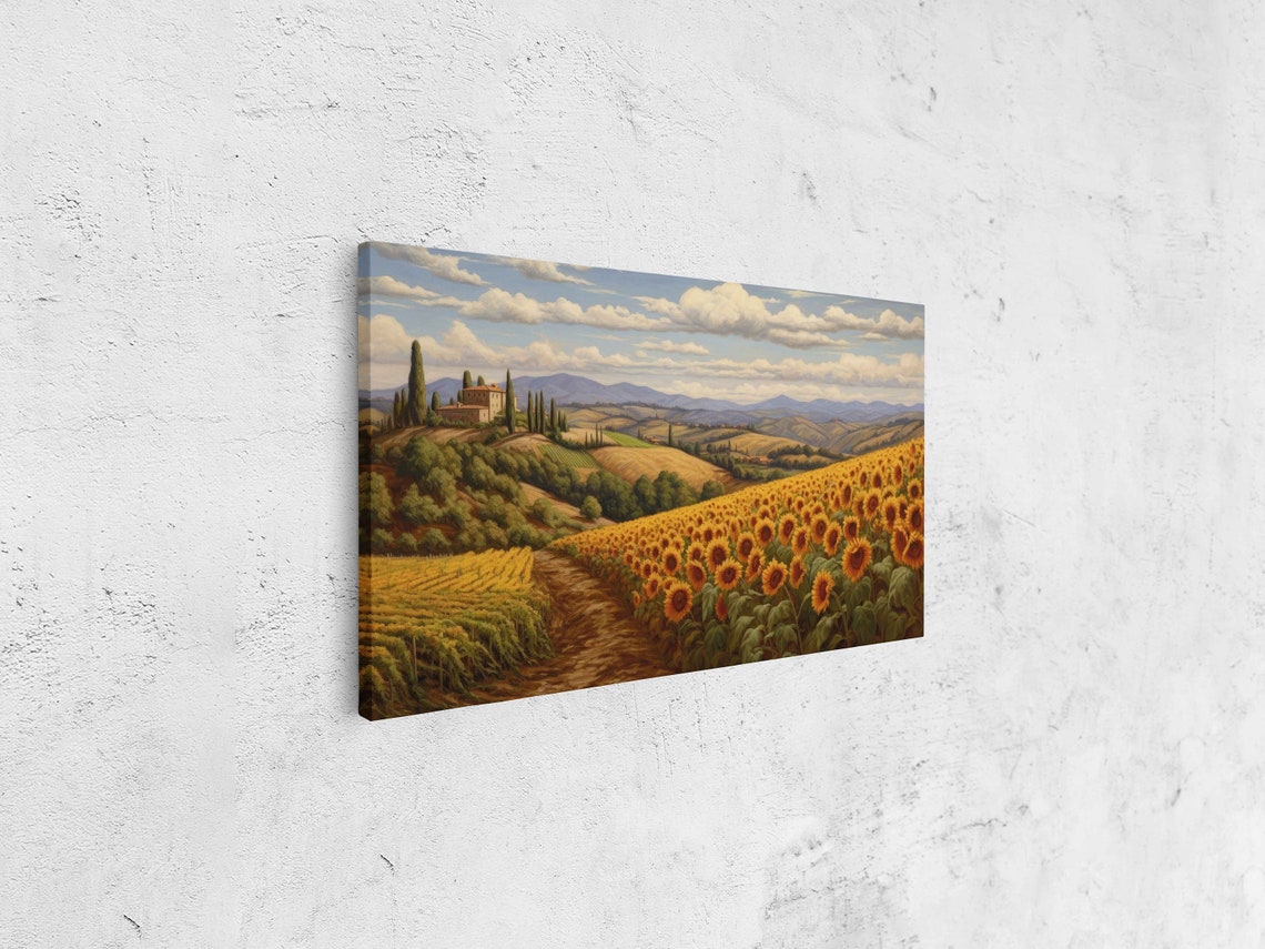 Tuscany Sunflower Fields Hillside Villa Cypress Trees Travel Poster - Image 4