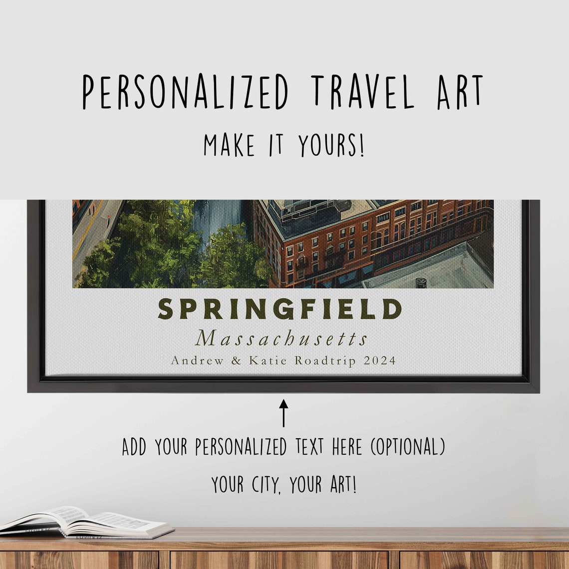 Springfield Massachusetts Aerial City View Brick Downtown Print - Image 4