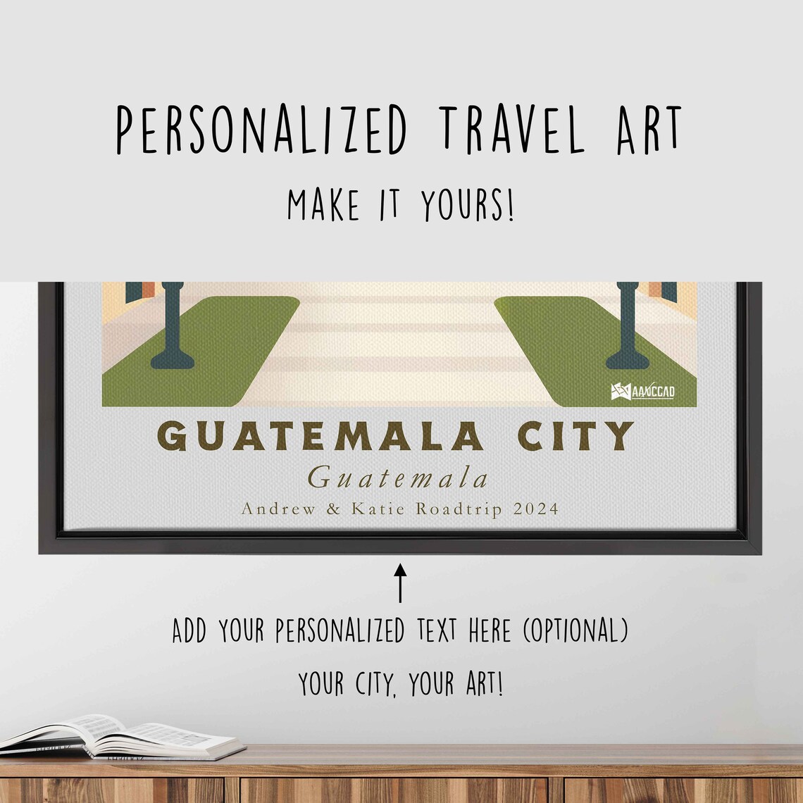 Guatemala City Volcano Colonial Avenue Sunrise Travel Poster - Image 4