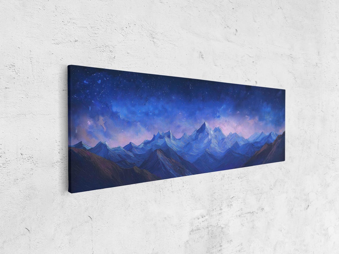 Andes Mountains At Dusk Wall Art Print Stunning Blue And Purple Hues Starry Sky - Image 4