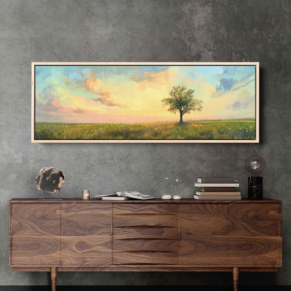 Minimalist Meadow Landscape Watercolor Art Print - Image 2