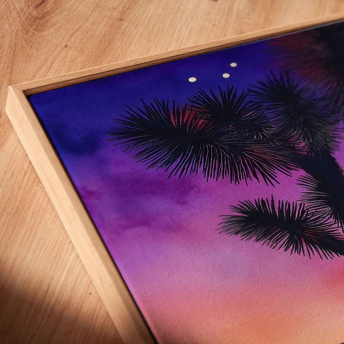 Joshua Tree National Park Wall Art Print Twilight Desert Scene Vibrant Purple Sky - Image 2