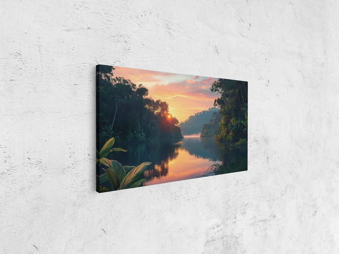 Rainforest At Sunset Panoramic Shot Wall Art Print Lush Jungle River Landscape Tropical Climate Nature Poster Ready To Hang - Image 4