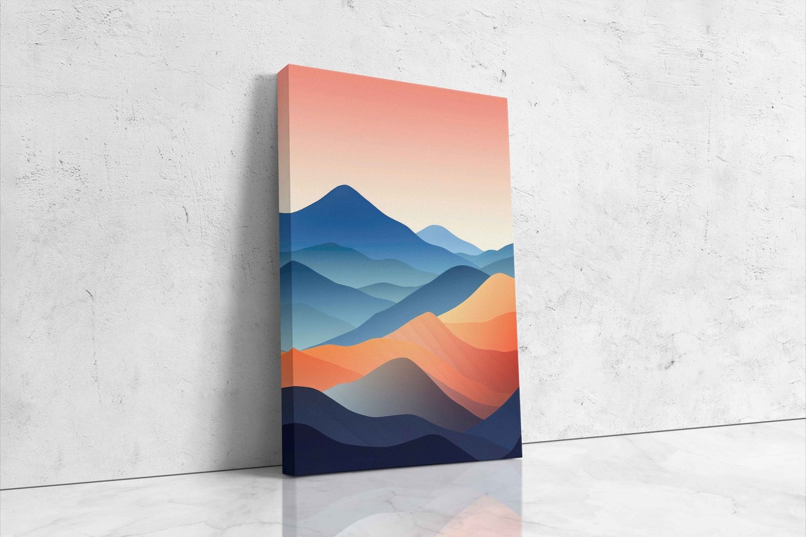 Abstract Mountain Layers Minimalist Gradient Sunset Modern Art Poster - Image 4