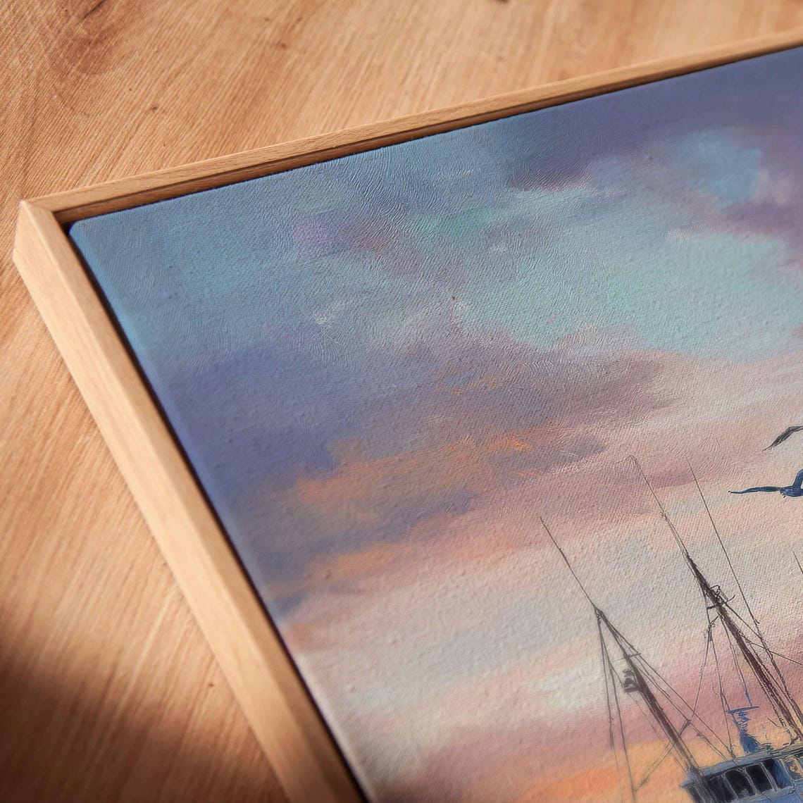 Fishing Boats Sunset Calm Harbor Water Reflection Pastel Sky Poster - Image 2