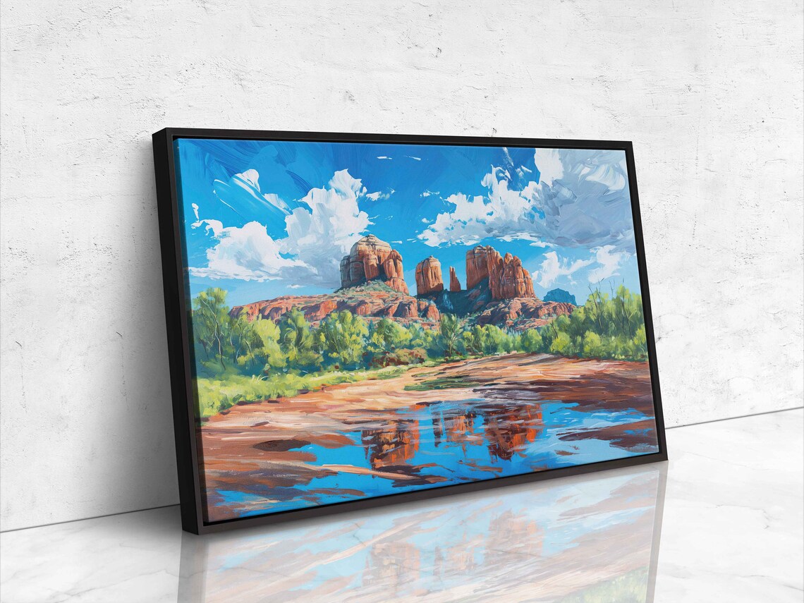 Sedona Arizona Red Rock Buttes Reflected In Calm Water Poster - Image 4