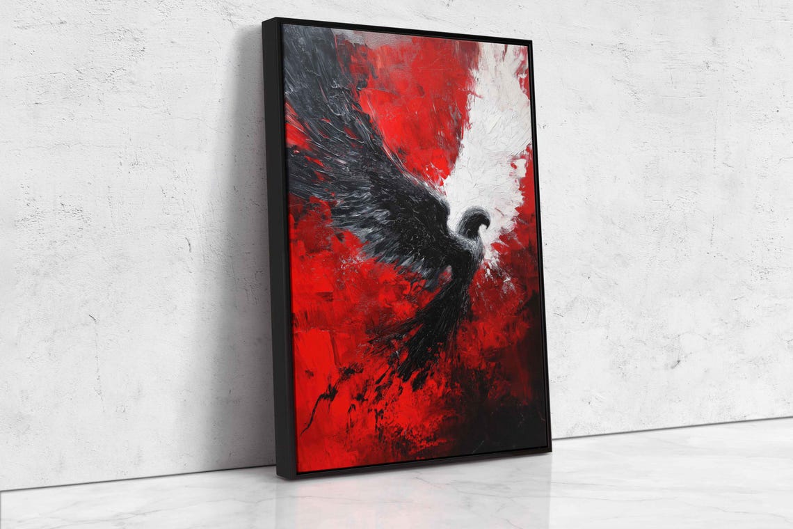 Majestic Angel In Mid Flight Wall Art Print Bold Acrylic Painting - Image 4