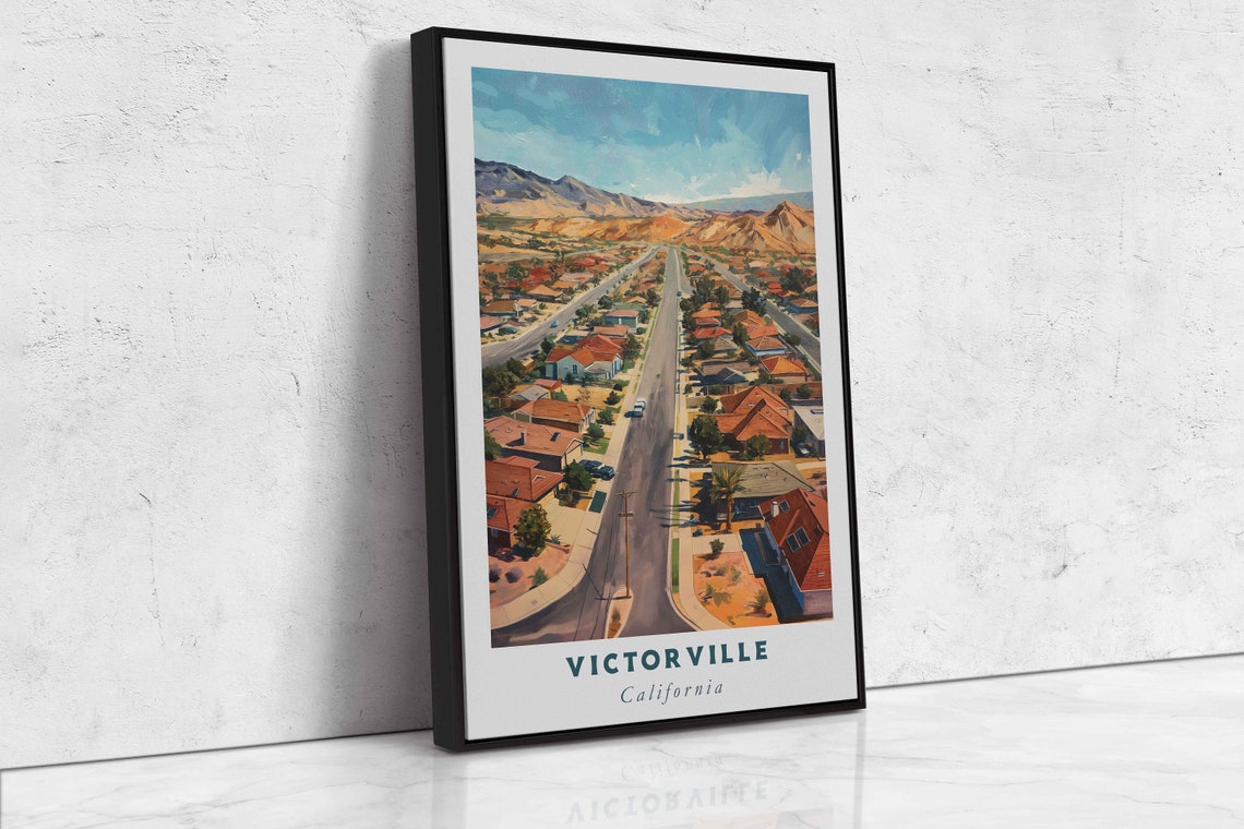 Victorville California Acrylic Painting Travel Art Framed Wall Art Framed Fine Art Poster Paper Print Travel Home Decor - Image 2
