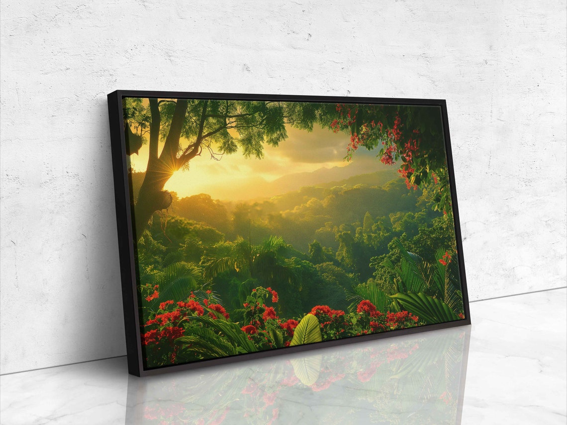 Jungle Valley Sunrise Over Misty Green Rainforest Canopy Poster - Image 4