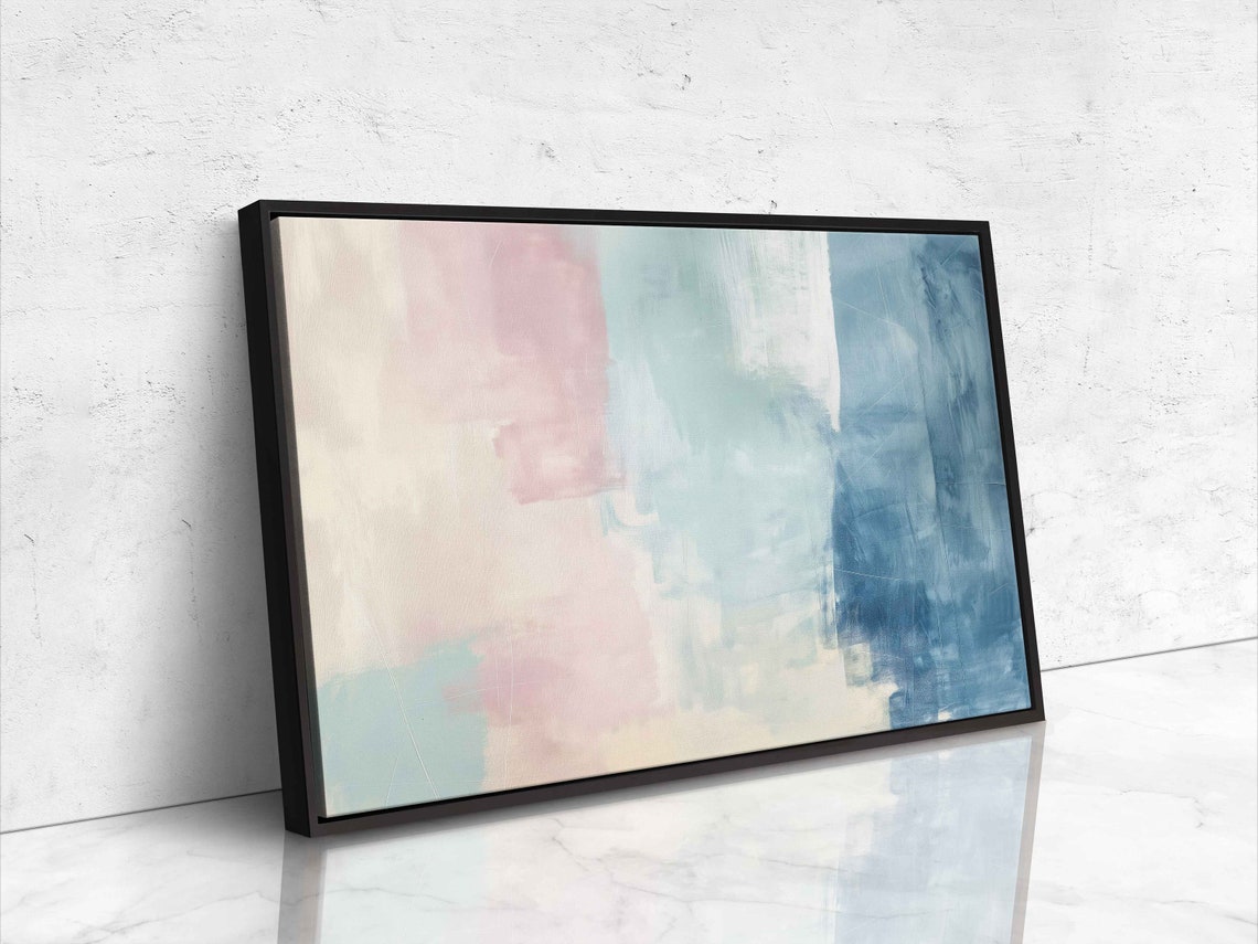 Pastel Pink Mint Blue Blocks Soft Abstract Modern Painting Poster - Image 4