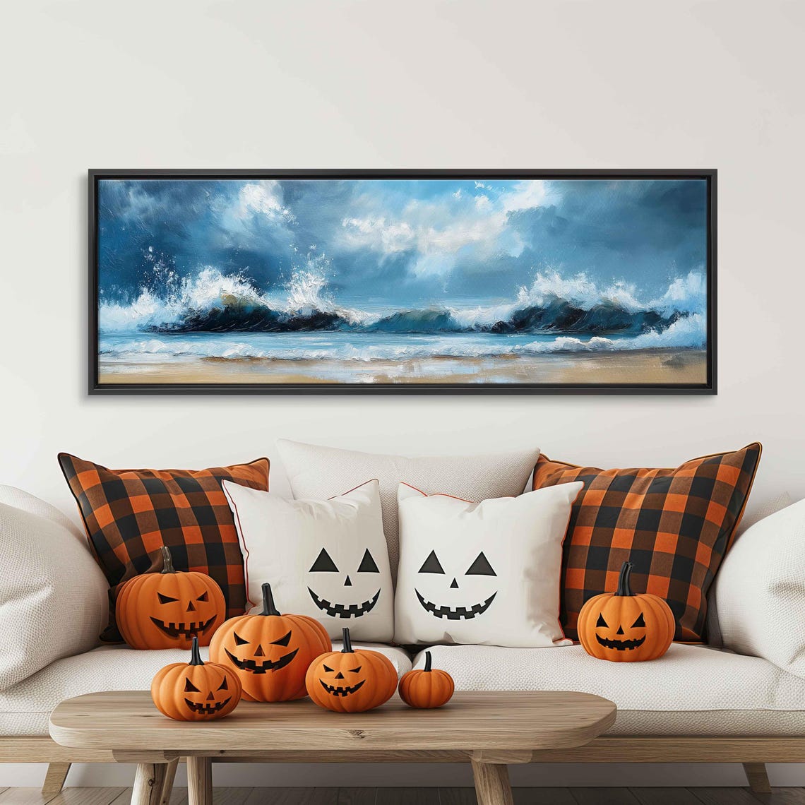 Stormy Ocean Waves Dramatic Cloudy Sky Moody Seascape View Poster - Image 3