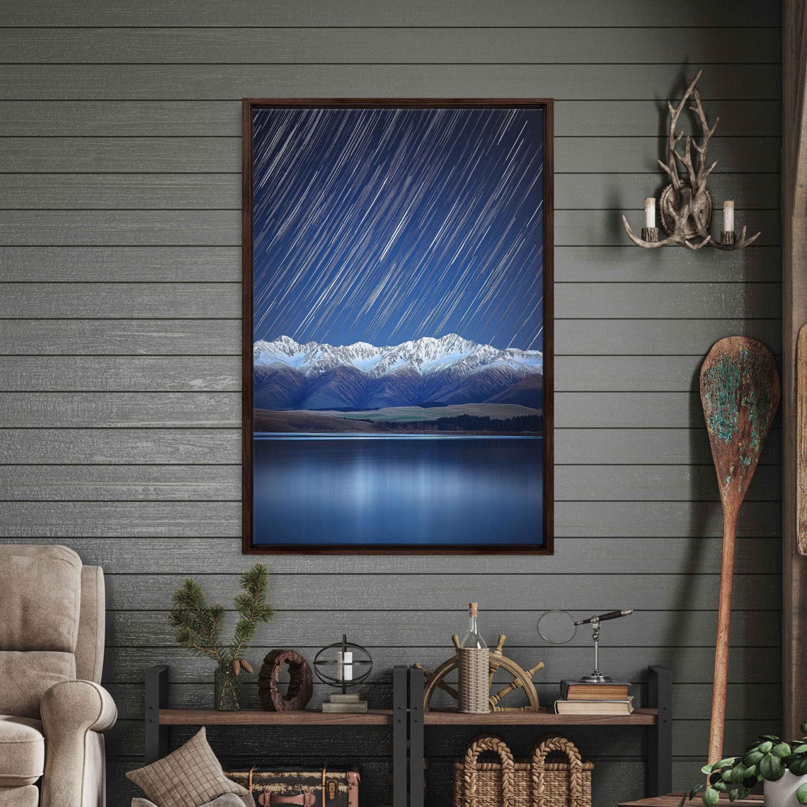 Starry Night Over Mountains Wall Art Print Long Exposure Natures Beauty - Image 3