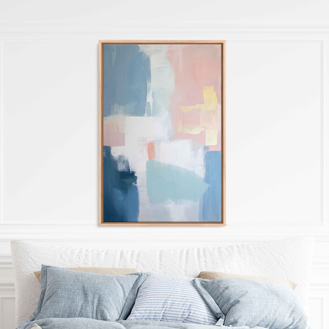 Dusty Blue Blush Mint Gold Accents Pastel Abstract Painting Poster