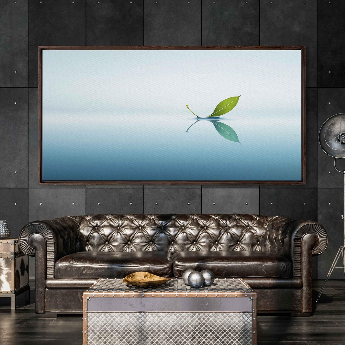 Leaf Floating On Still Water, Minimalist Nature