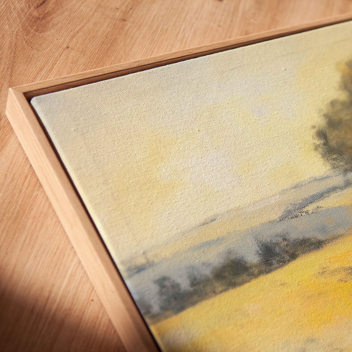 Dreamy Rural Scene, Golden Fields And Grazing Sheep - Image 2