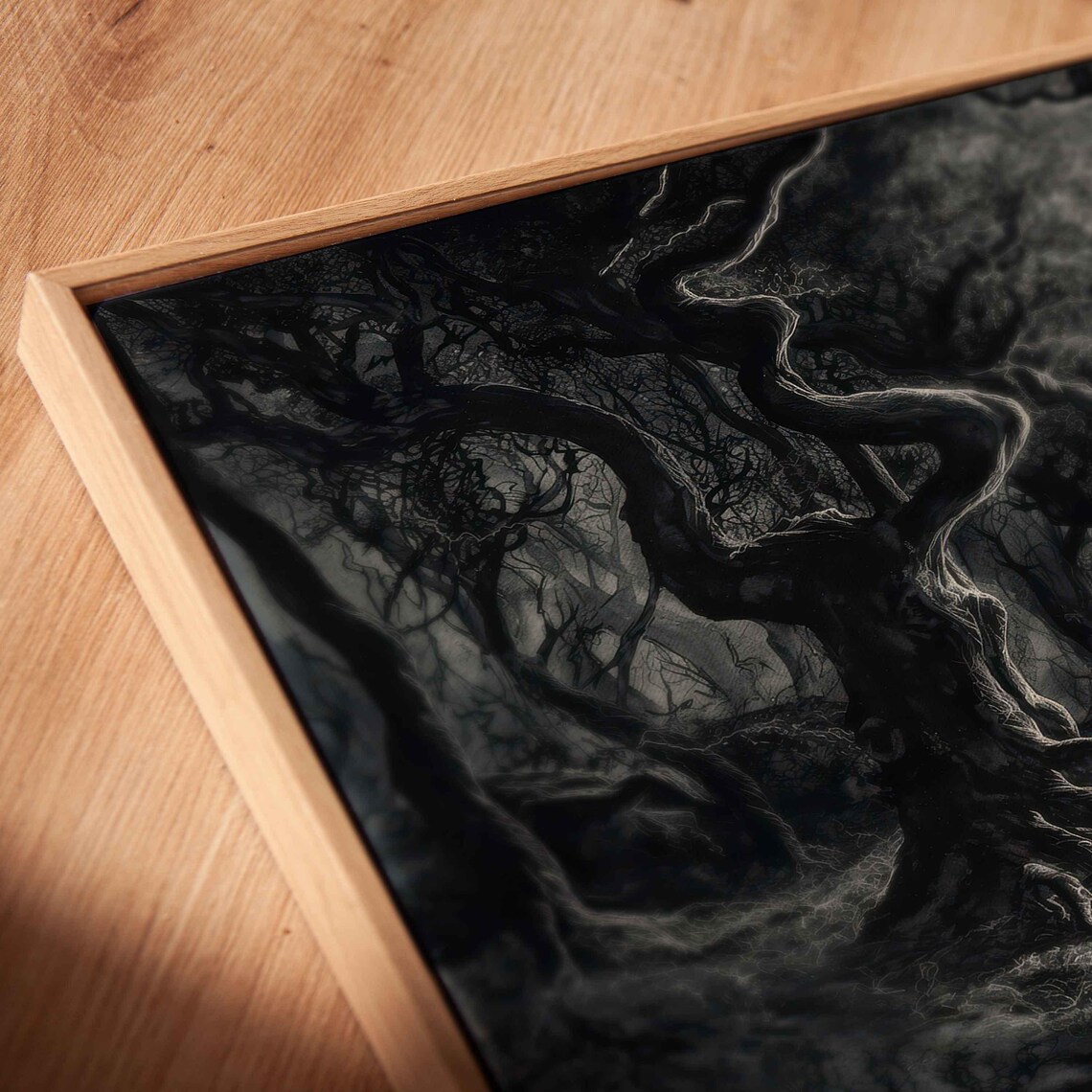 Twisted Tree Tunnel Winding Path Dark Forest Ink Panorama Halloween Poster - Image 2