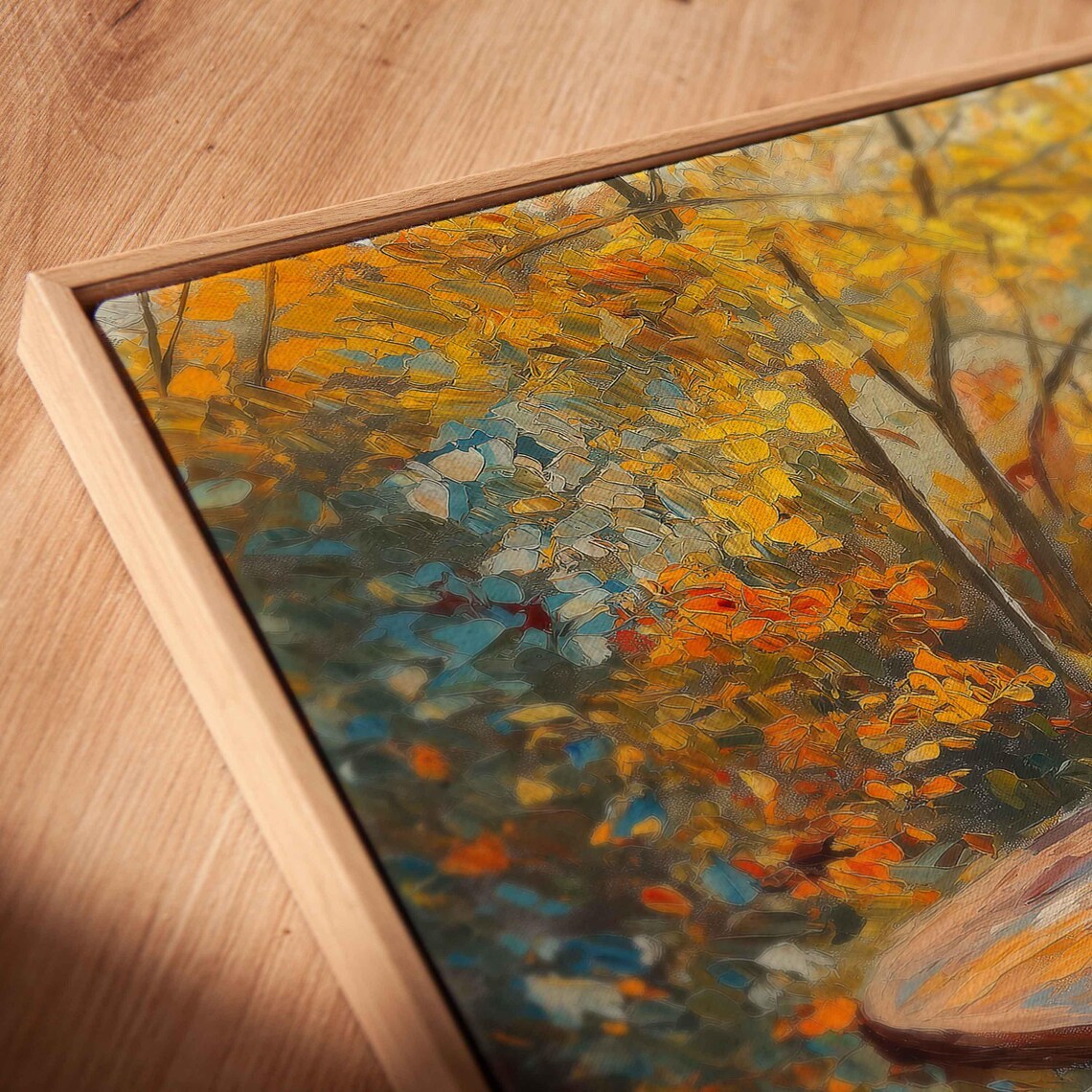 Terracotta Coffee Cup On Table In Golden Autumn Woods Art Print - Image 2