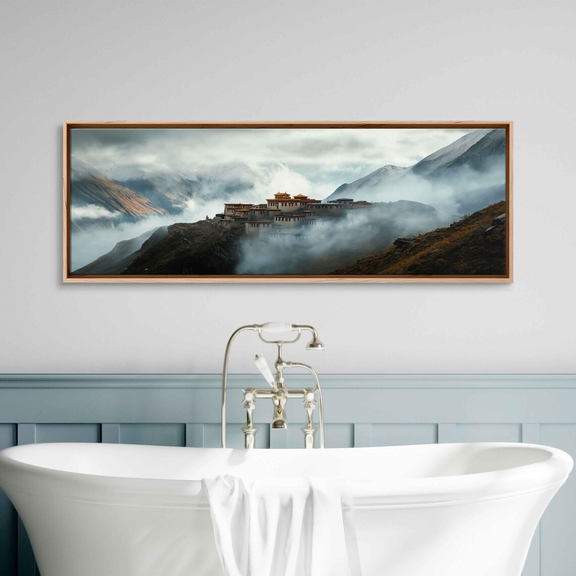 Tibetan Monastery Above Sea Of Clouds Himalayan Peak Travel Poster