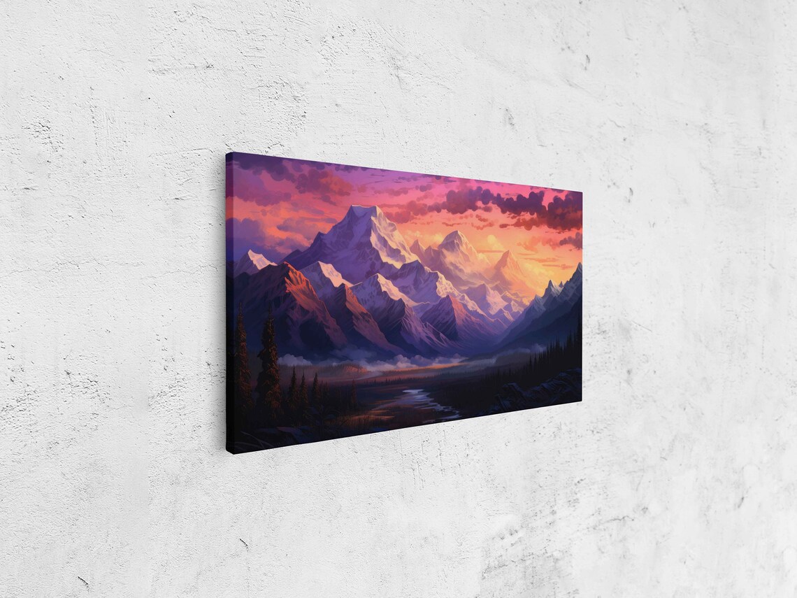 Mountain Range Warm Sunset Framed Print Ready To Hang - Image 4