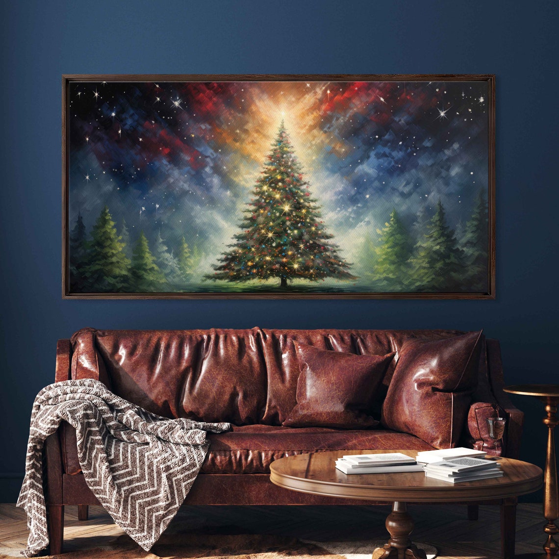 Christmas Tree Cosmic Starry Sky Palette Knife Painting Poster