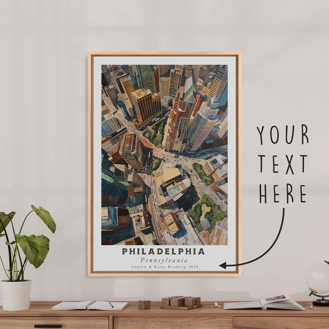 Philadelphia Pennsylvania Aerial Skyscrapers Downtown Overhead Poster - Image 3