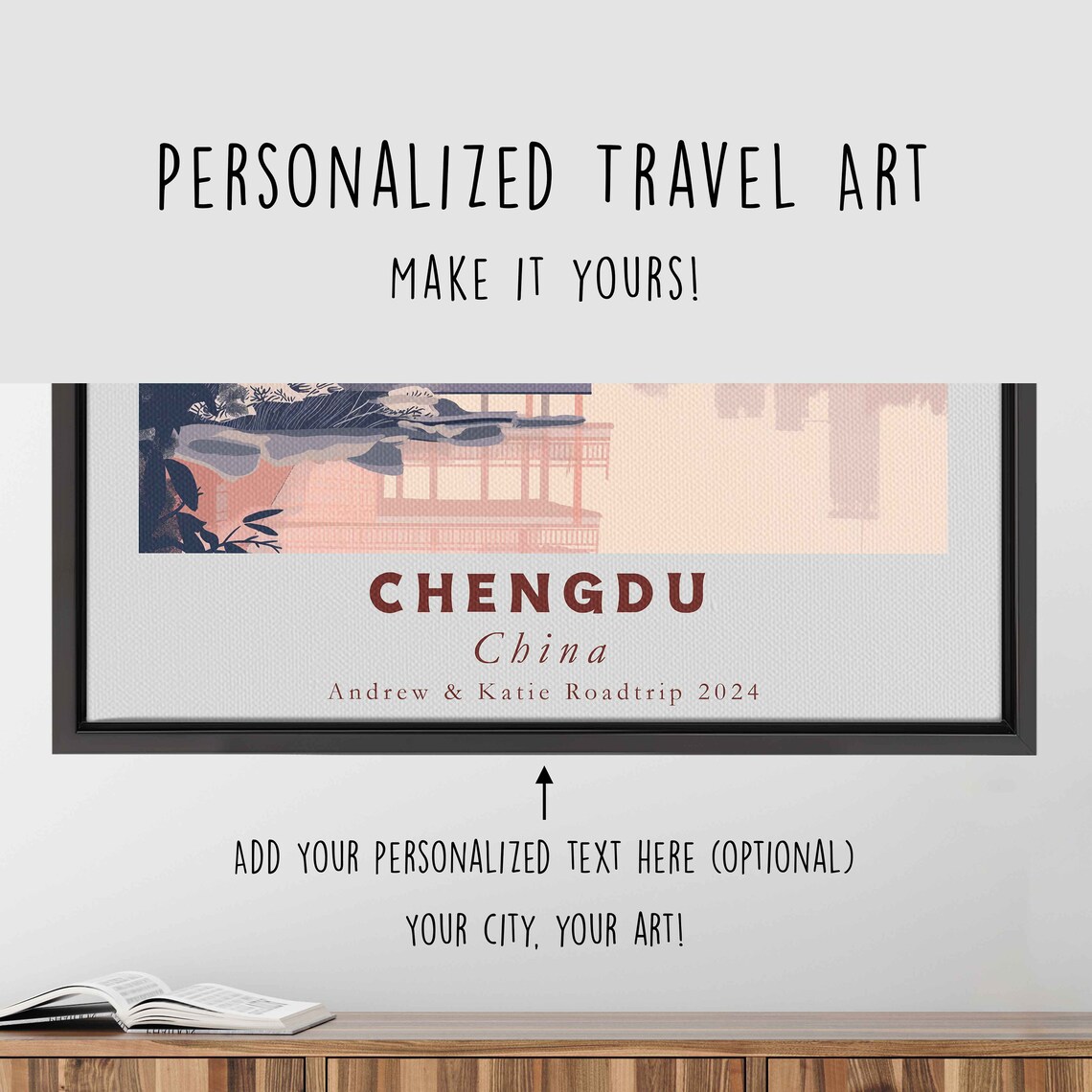 Chengdu China Red Pavilion Lakeside Sunrise Minimalist Travel Poster - Image 4