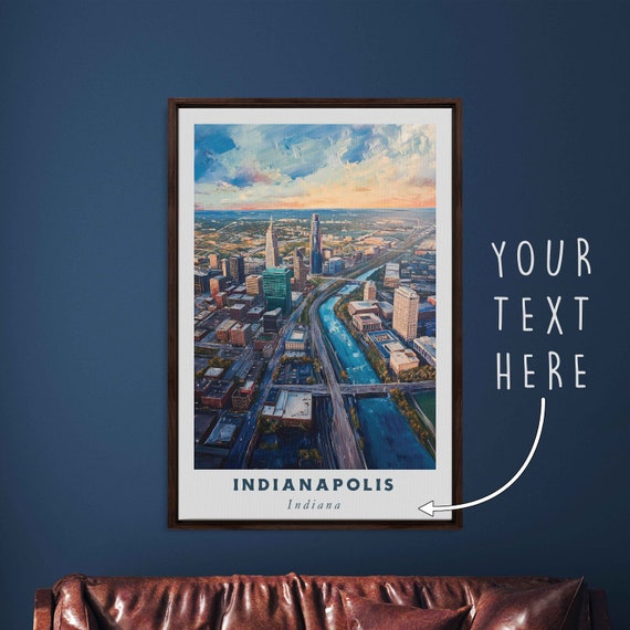 Indianapolis Indiana Acrylic Painting Travel Art Framed Wall Art Framed Fine Art Poster Paper Print Travel Home Decor