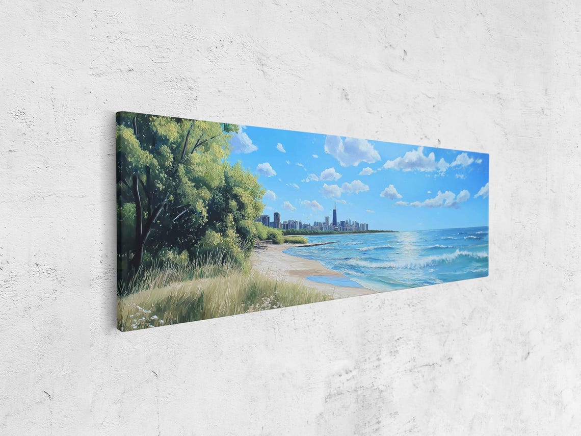 Lake Michigan Views Wall Art Print Bright Sunny Day Chicago Skyline - Image 4