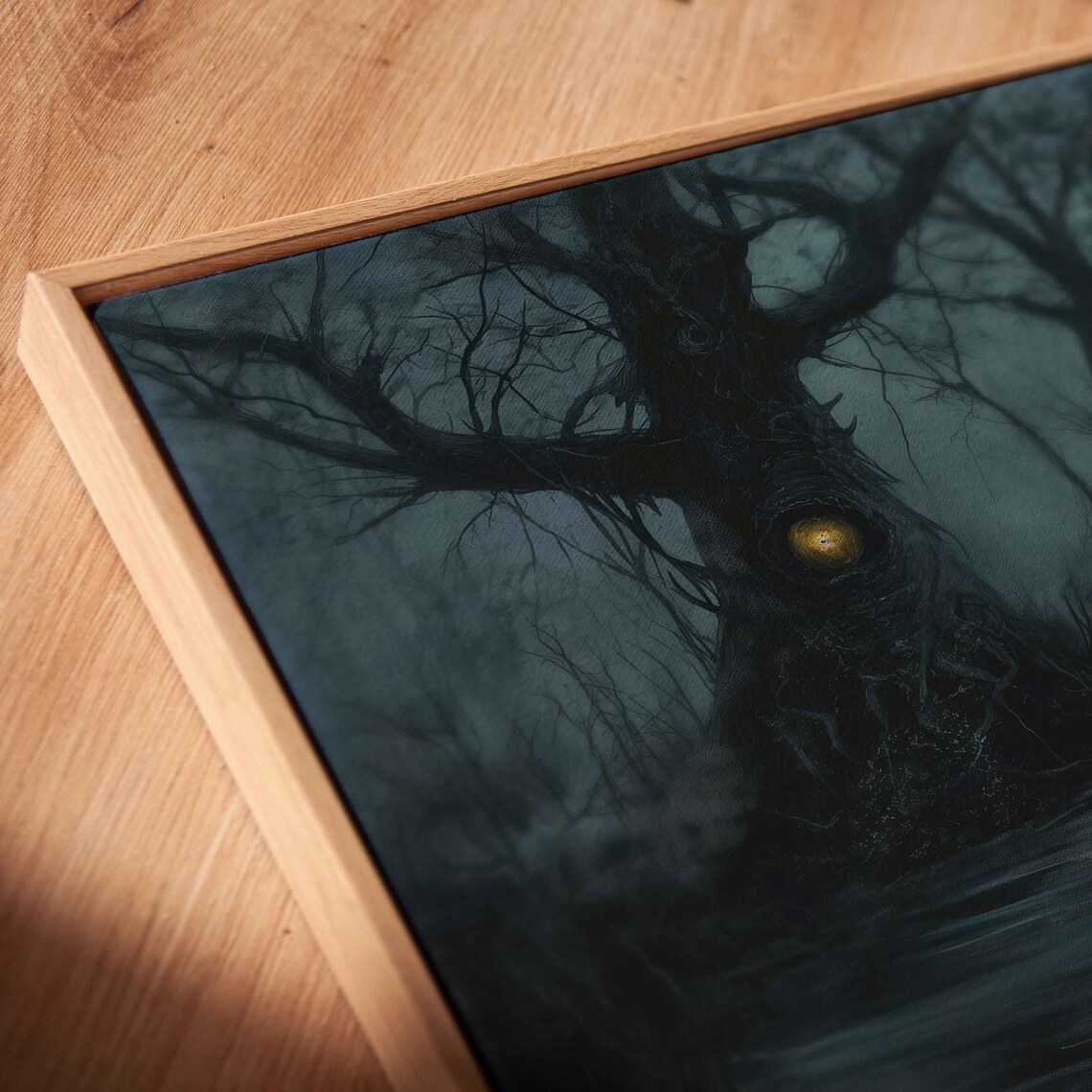 Misty Swamp With Glowing Eyes Foggy Night Haunted Landscape Poster - Image 2