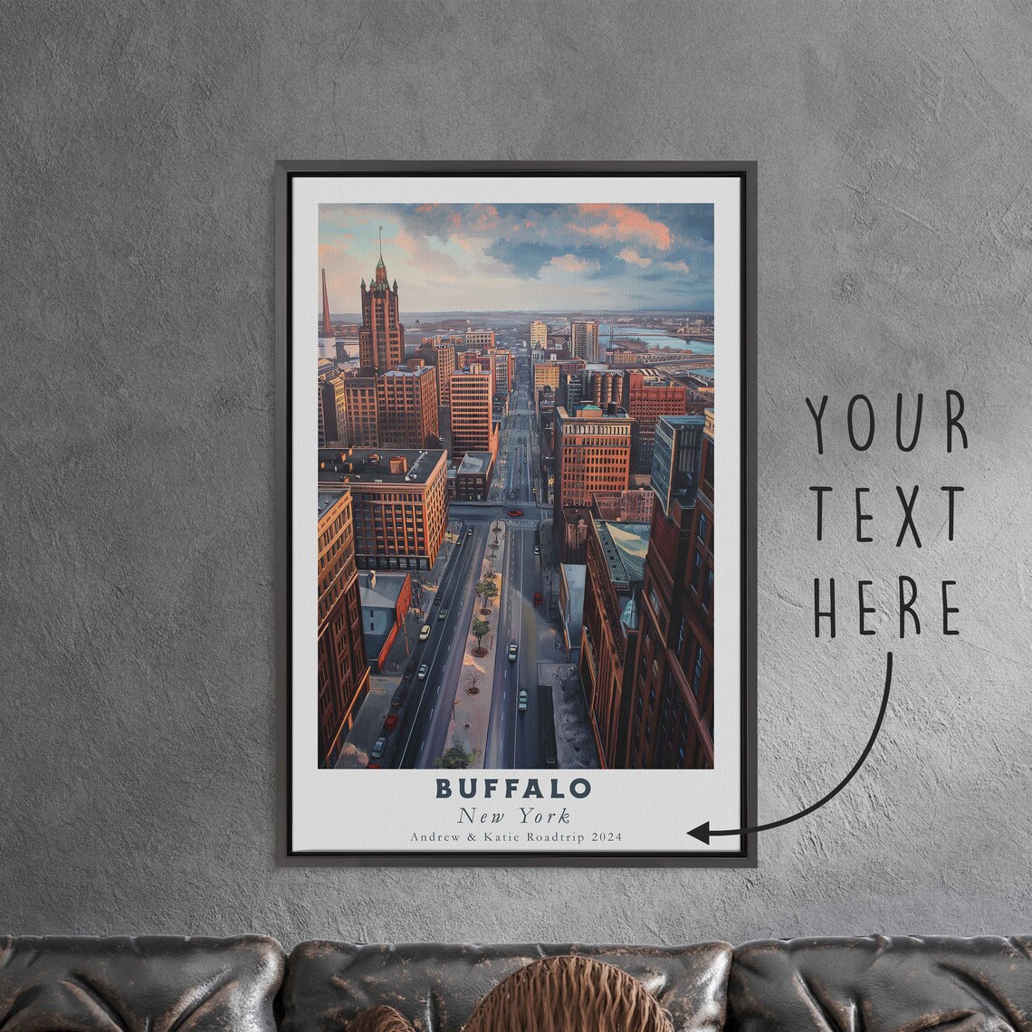 Buffalo New York Downtown Street Historic Towers Sunset View Travel Poster - Image 3