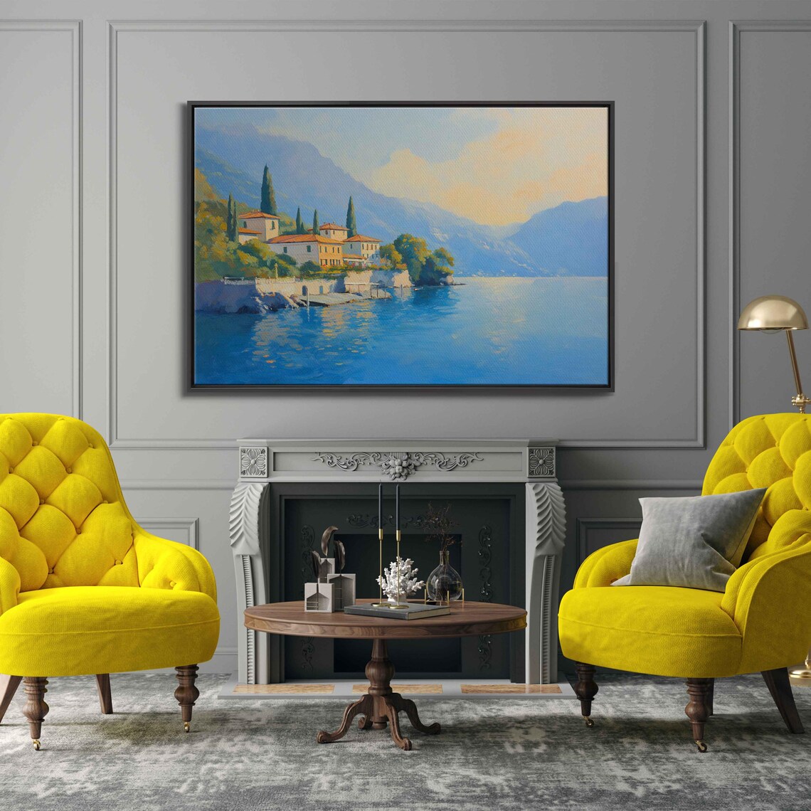 Lake Como Travel Poster, Charming Villas Sunset - Image 3