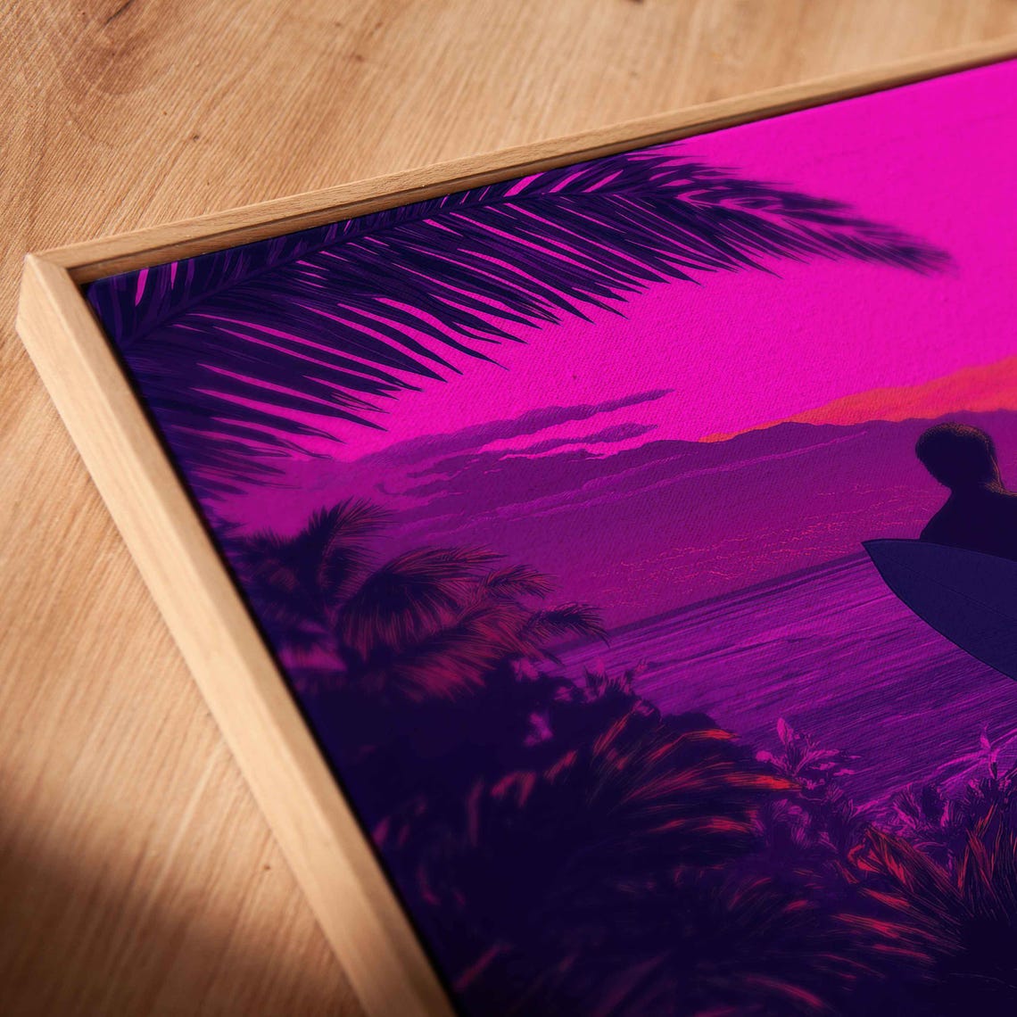 Pop Art Surfer Watching Waves On Beach Wall Art Print Gift For Surfer Blue Water Vibrant Colors Ready To Hang - Image 2
