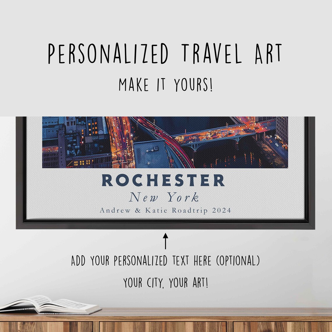 Rochester New York Twilight Downtown River Bridges City Lights Poster - Image 4
