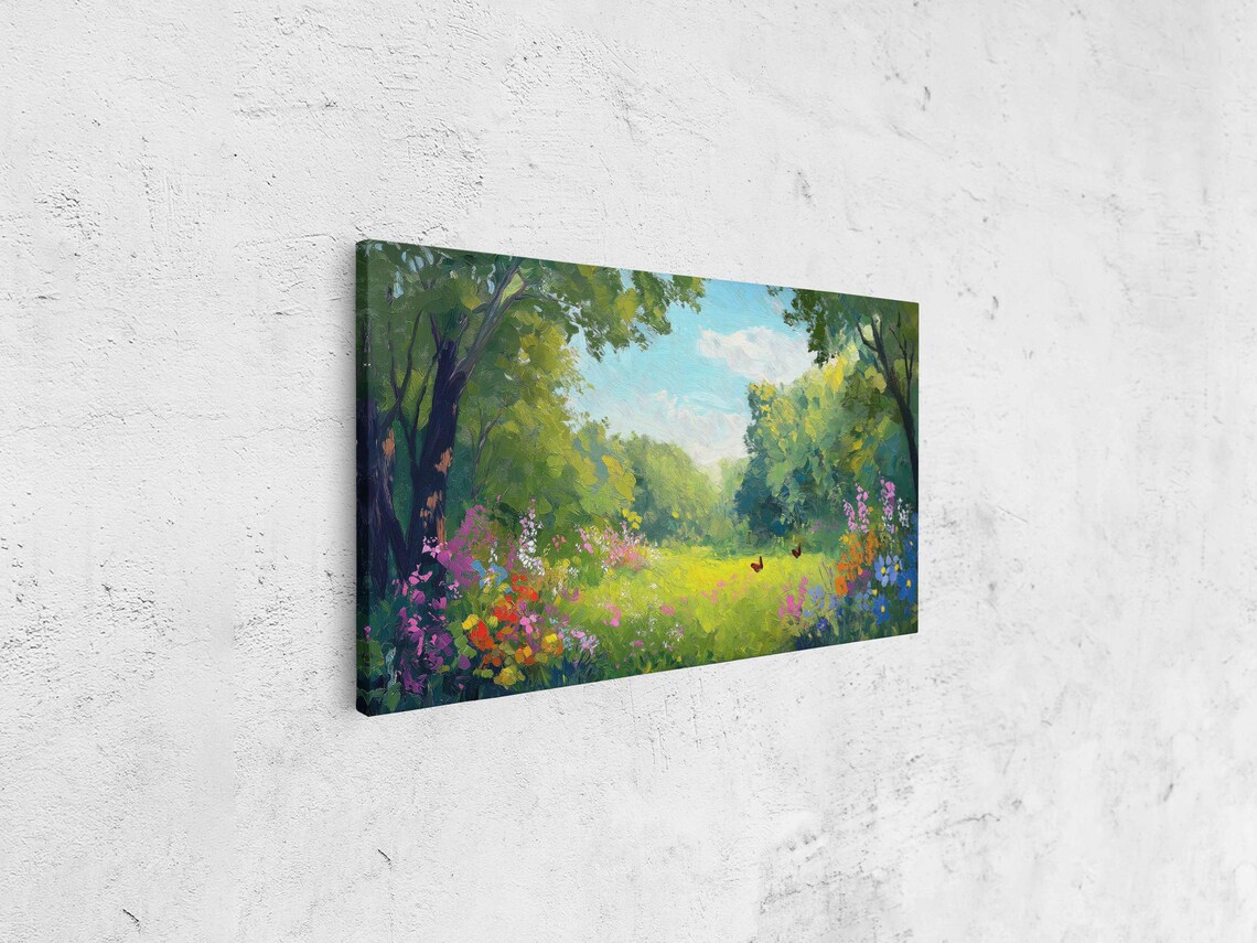 Sunny Wildflower Meadow With Butterflies Impressionist Garden Poster - Image 4
