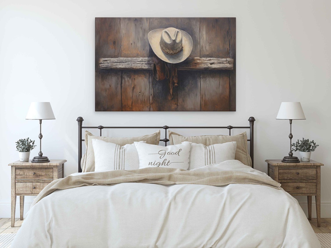 Rustic Cowboy Hat Framed Print Ready To Hang - Image 3