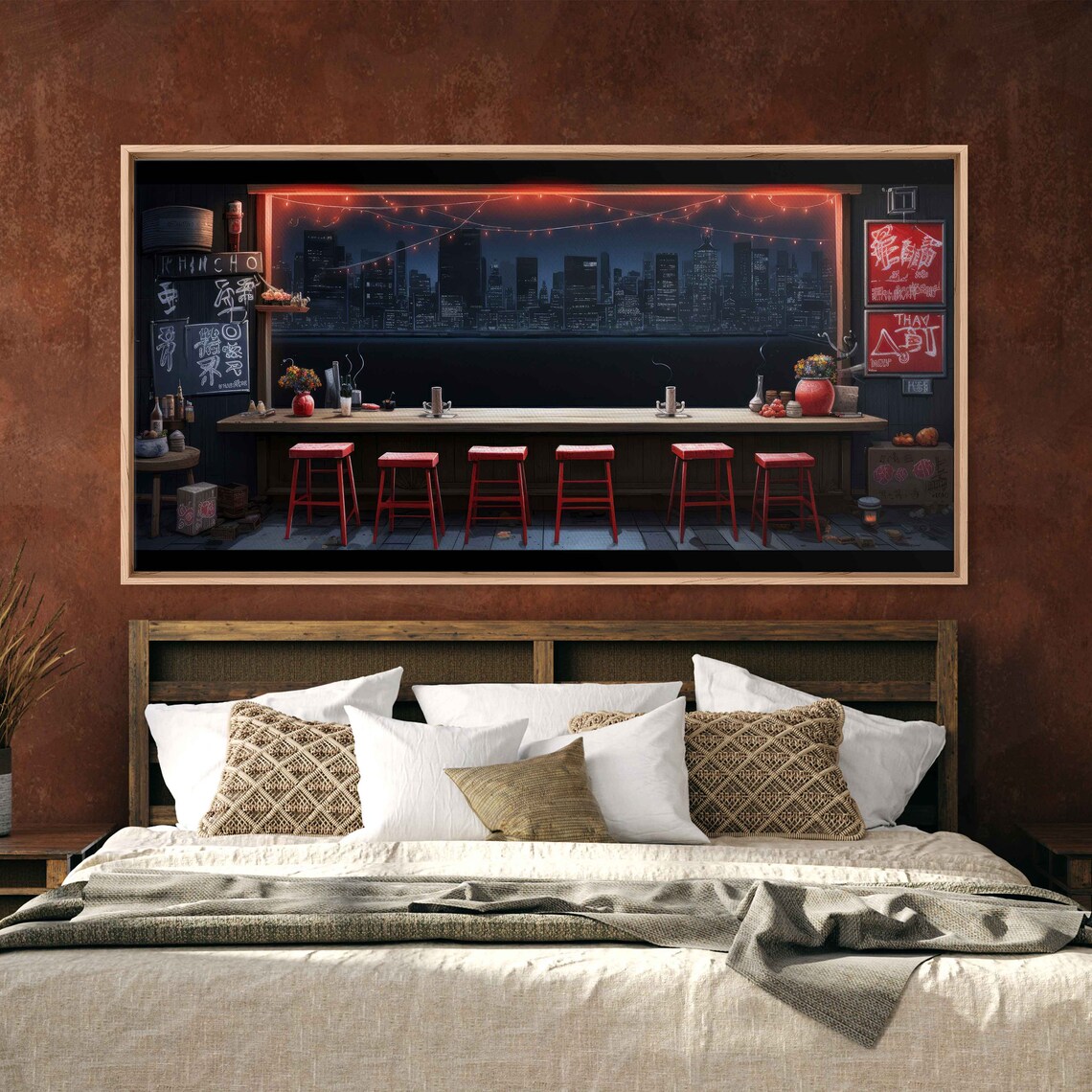 Japanese Izakaya Bar Night City Skyline Neon Japanese Bar Decor Print - Image 2