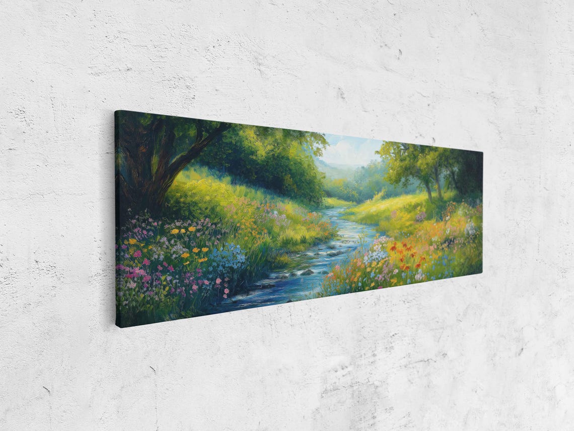 Winding Stream Flowing Through A Blooming Wildflower Valley Poster - Image 4