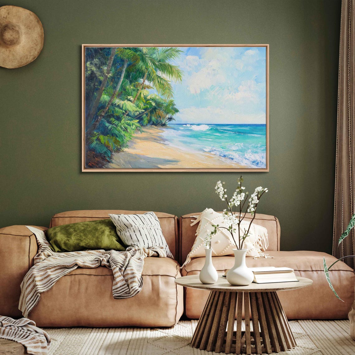 Tropical Island Beach With Ocean Waves Acrylic Wall Art Print Beach Life Gift For Surfer Palm Trees Ready To Hang - Image 3