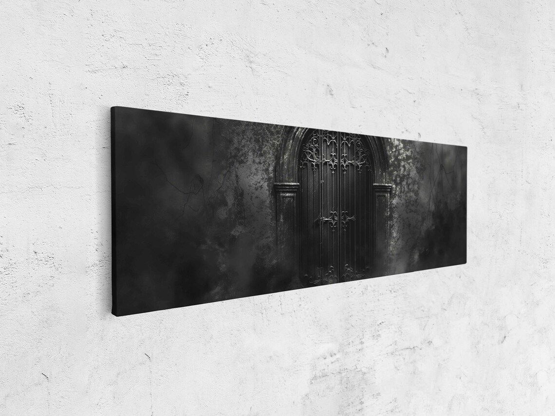 Gothic Crypt Door Ornate Iron Gate Dark Stone Wall Halloween Wall Poster - Image 4