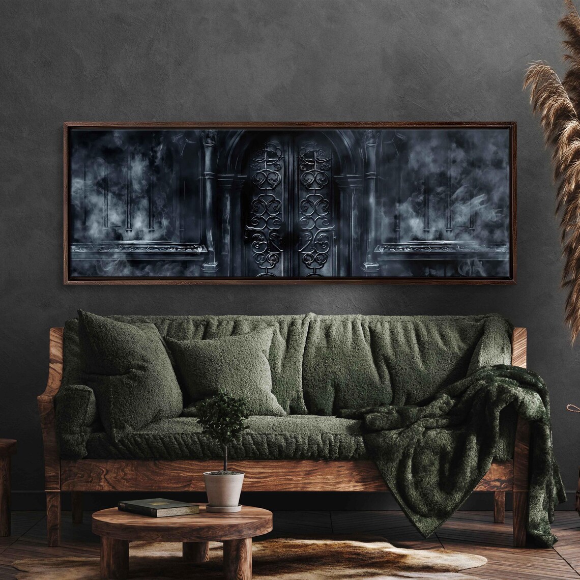 Gothic Ornate Crypt Door Panoramic Wall Art Print - Image 3