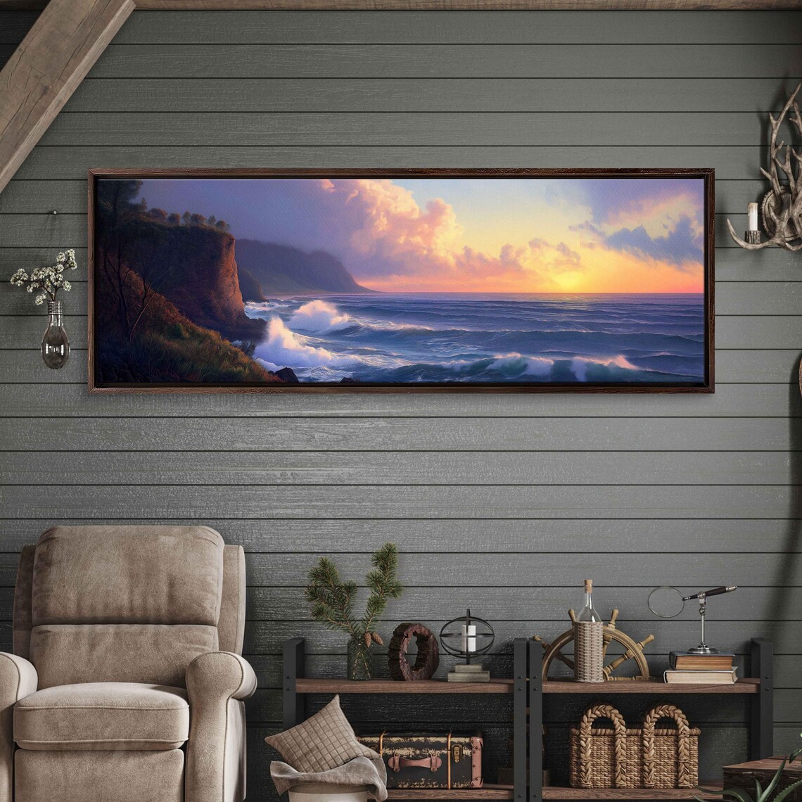 Dramatic Cliffside Ocean View, Vibrant Sunset