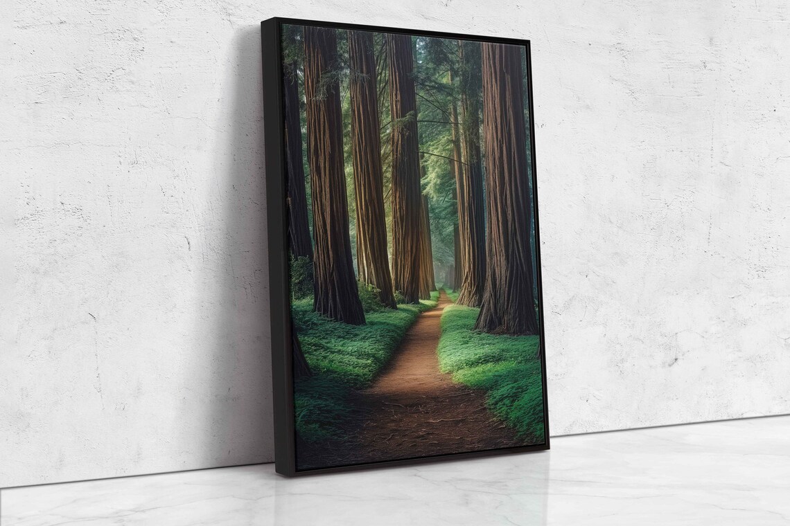 Redwood Forest Path Wall Art Print Gift For Nature Lover Wooded Walkway Serene Outdoors Ready To Hang - Image 4