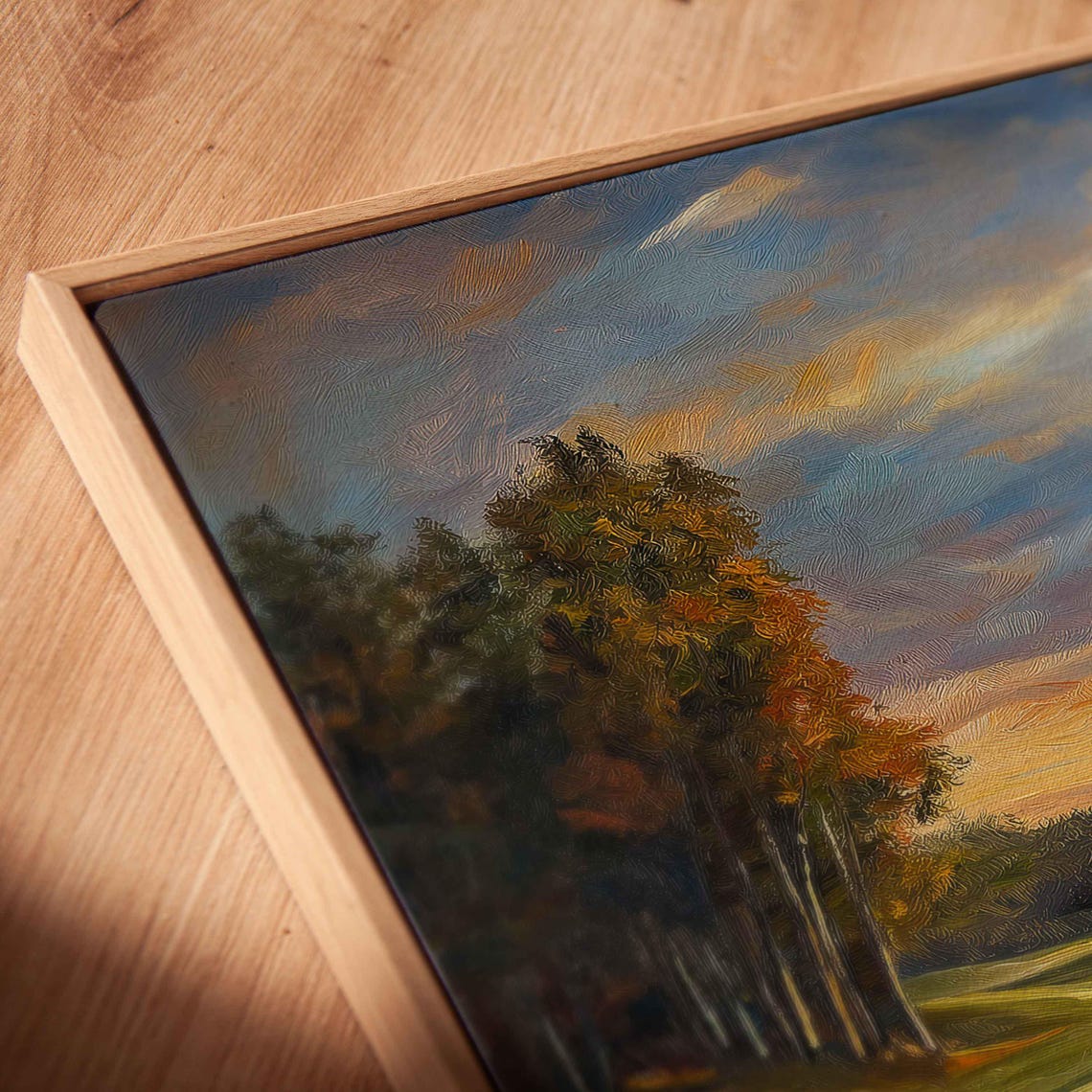Serene Morning Golf Course Wall Art Print Warm Sunrise Oil Painting - Image 2