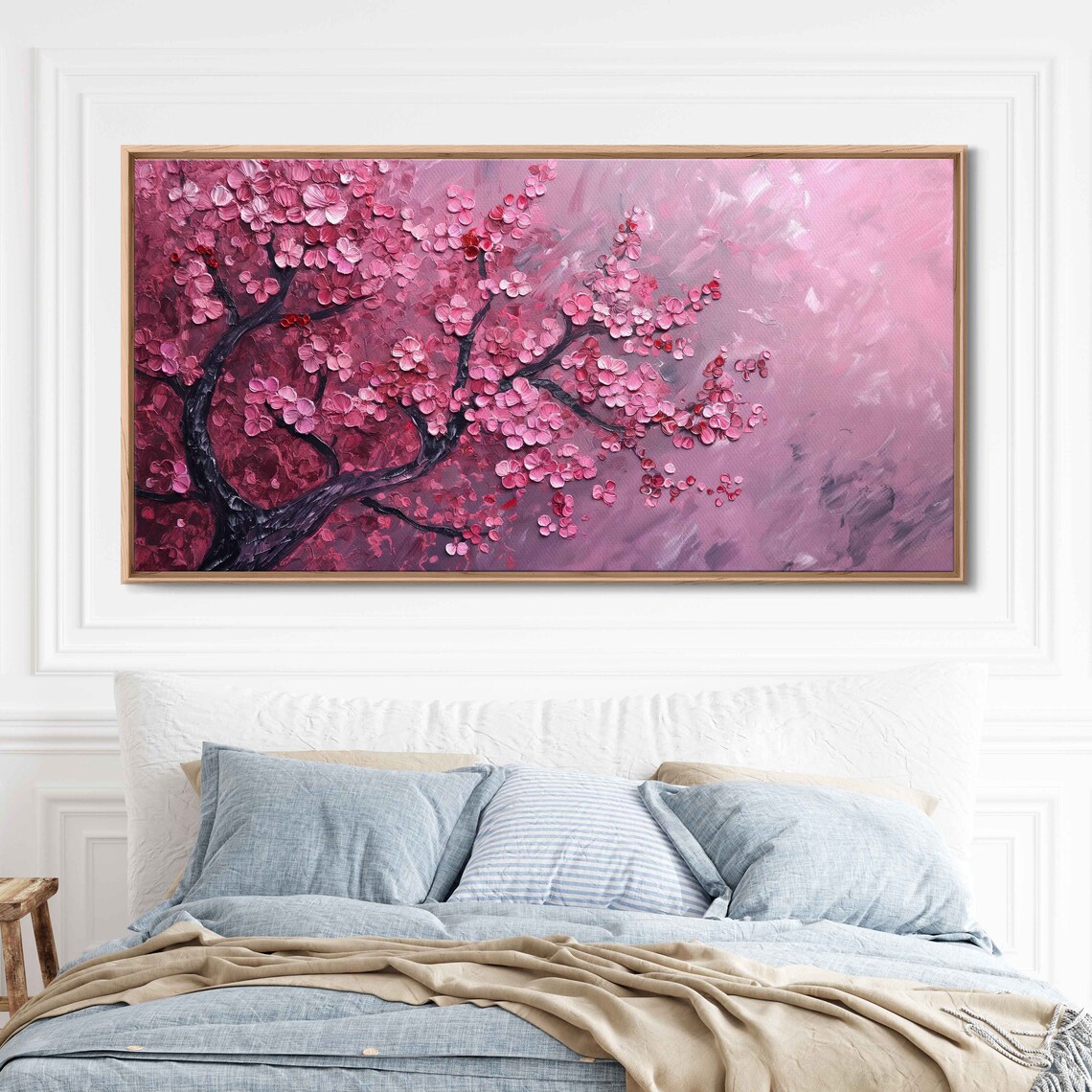 Vibrant Cherry Blossom Tree Art Print, Vivid Color