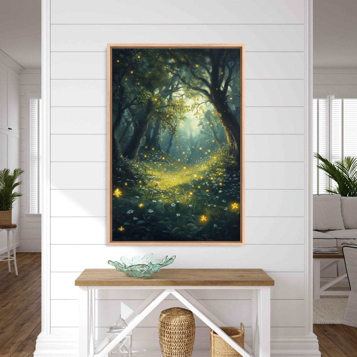 Enchanted Forest Glade Fireflies Magical Twilight Woods Poster