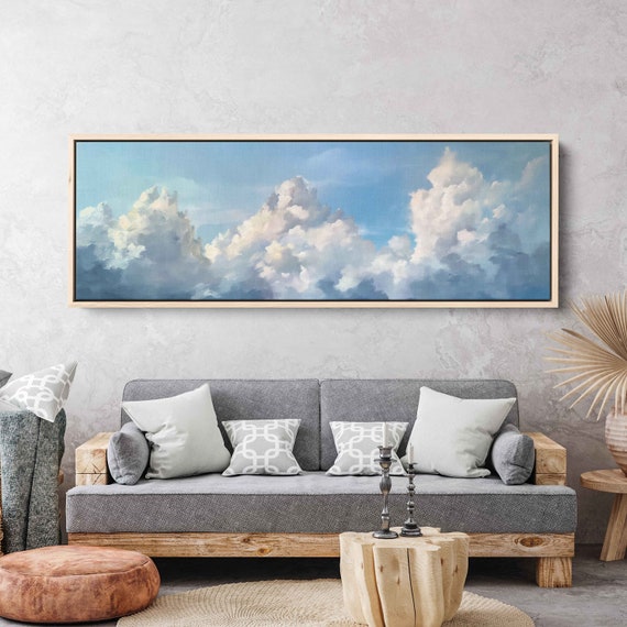 Panoramic Painting Of Clouds Wall Art Print Ready To Hang Impressionist Art Oil Painting