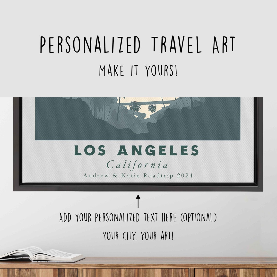 Los Angeles California Sunset Palms Misty Skyline Beach Travel Poster - Image 4