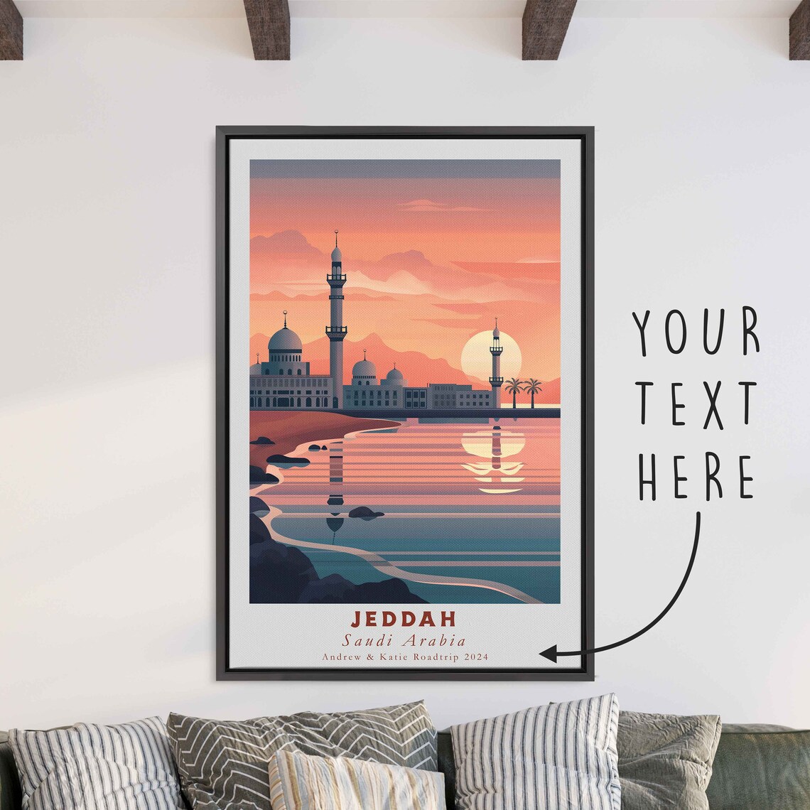 Jeddah Saudi Arabia Mosque Waterfront Sunset Ocean View Poster - Image 3