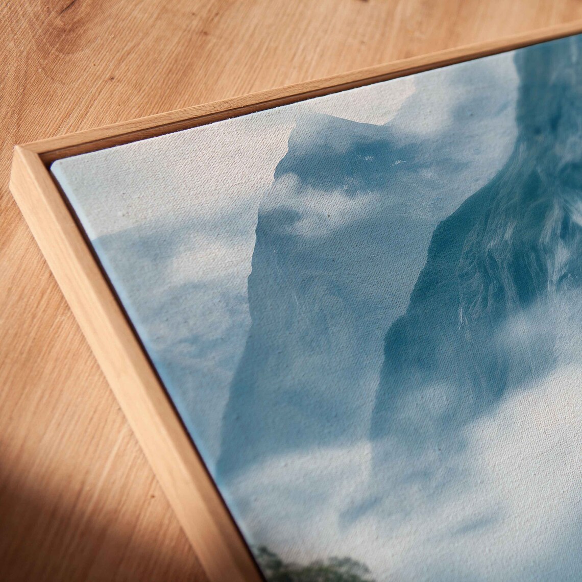Misty Mountain Fjord Lake Boat Reflection Serene Travel Photography Poster - Image 2