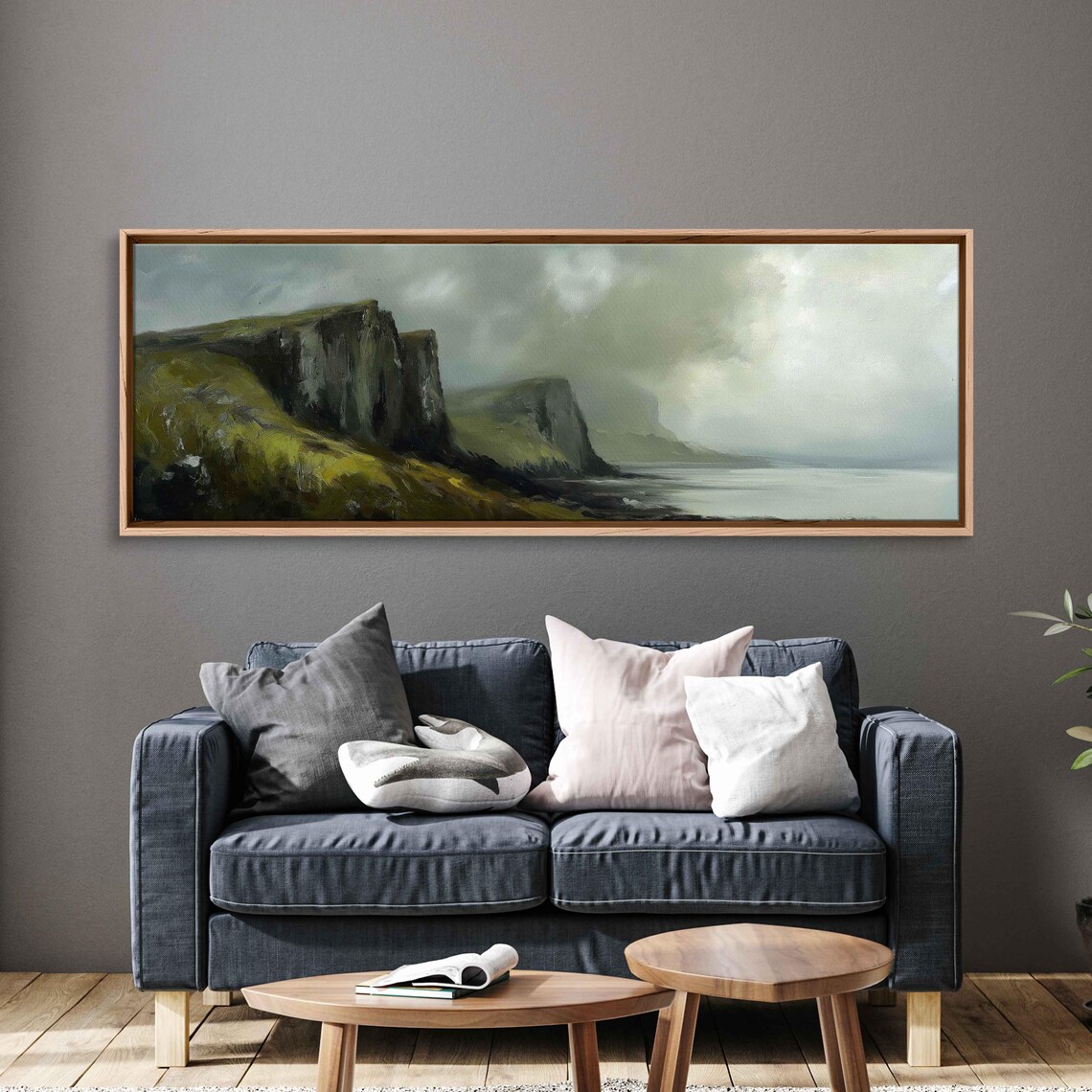 Scottish Highlands Cliffs Wall Art Print Moody Overcast Sky Rainy Day Scene - Image 3